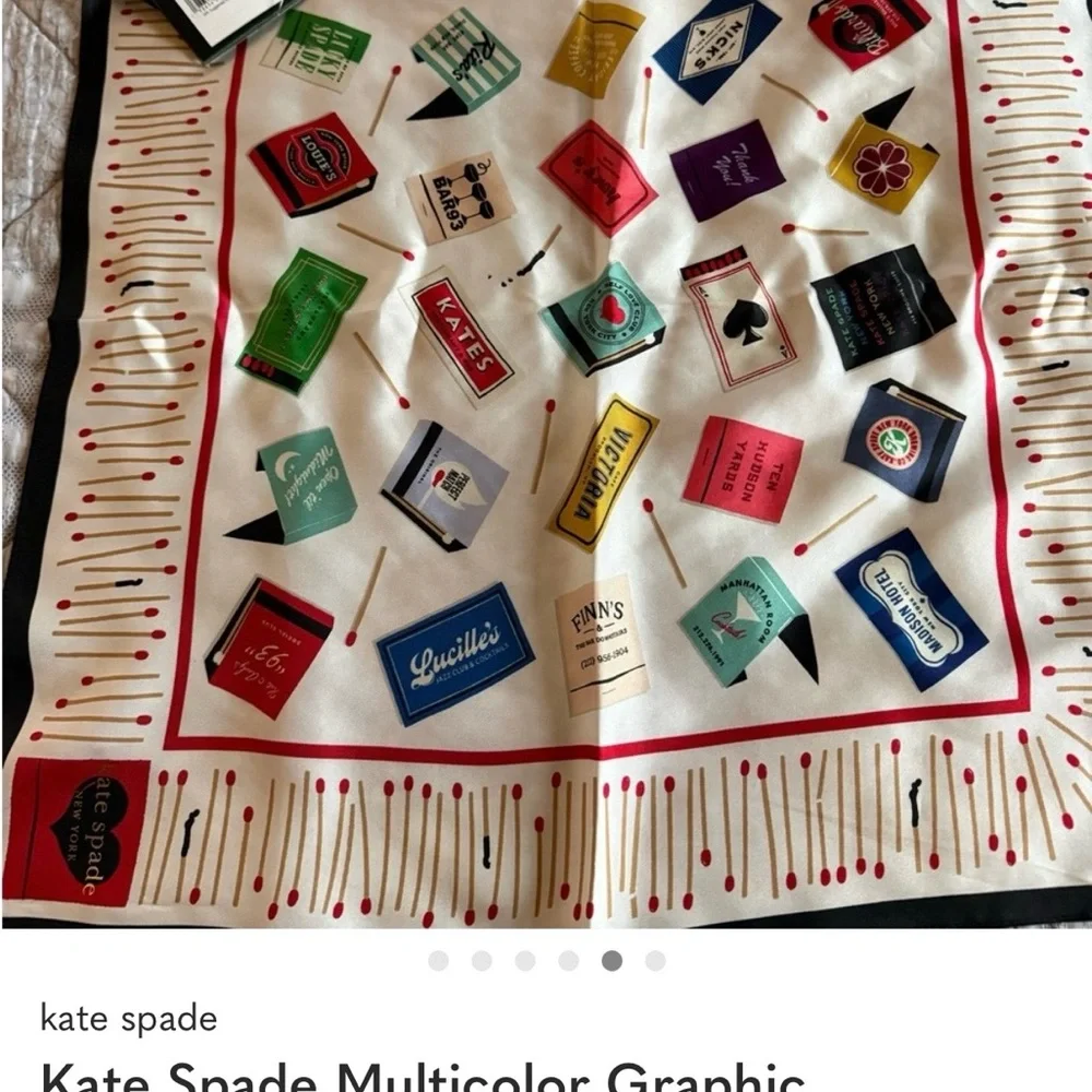 Kate Spade Multicolor Graphic Silk Bandana - Picture 4 of 6